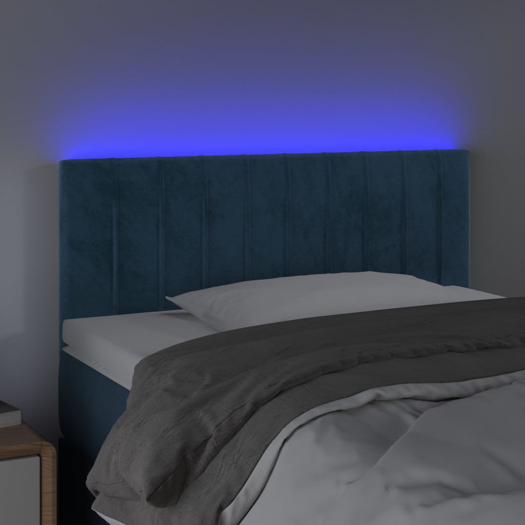 Testiera a LED Blu Scuro 100x5x78/88 cm in Velluto