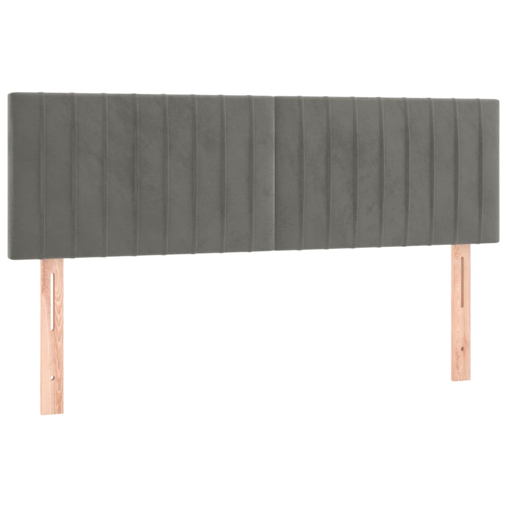Testiera a LED Grigio Chiaro 144x5x78/88 cm in Velluto