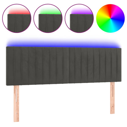 Testiera a LED Grigio Scuro 144x5x78/88 cm in Velluto