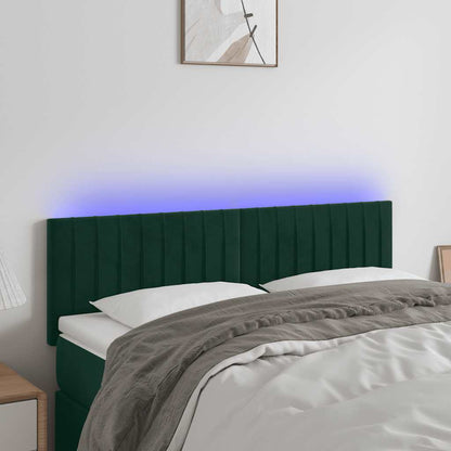 Testiera a LED Verde Scuro 144x5x78/88 cm in Velluto