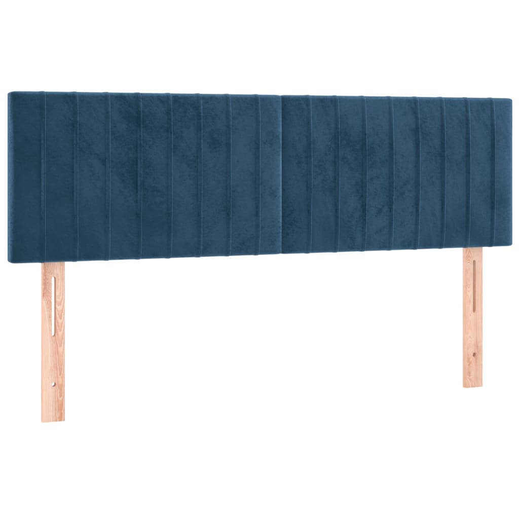 Testiera a LED Blu Scuro 144x5x78/88 cm in Velluto