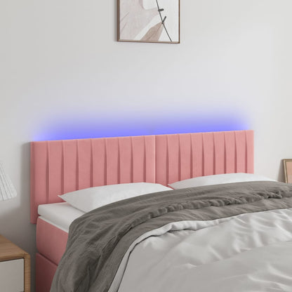Testiera a LED Rosa 144x5x78/88 cm in Velluto