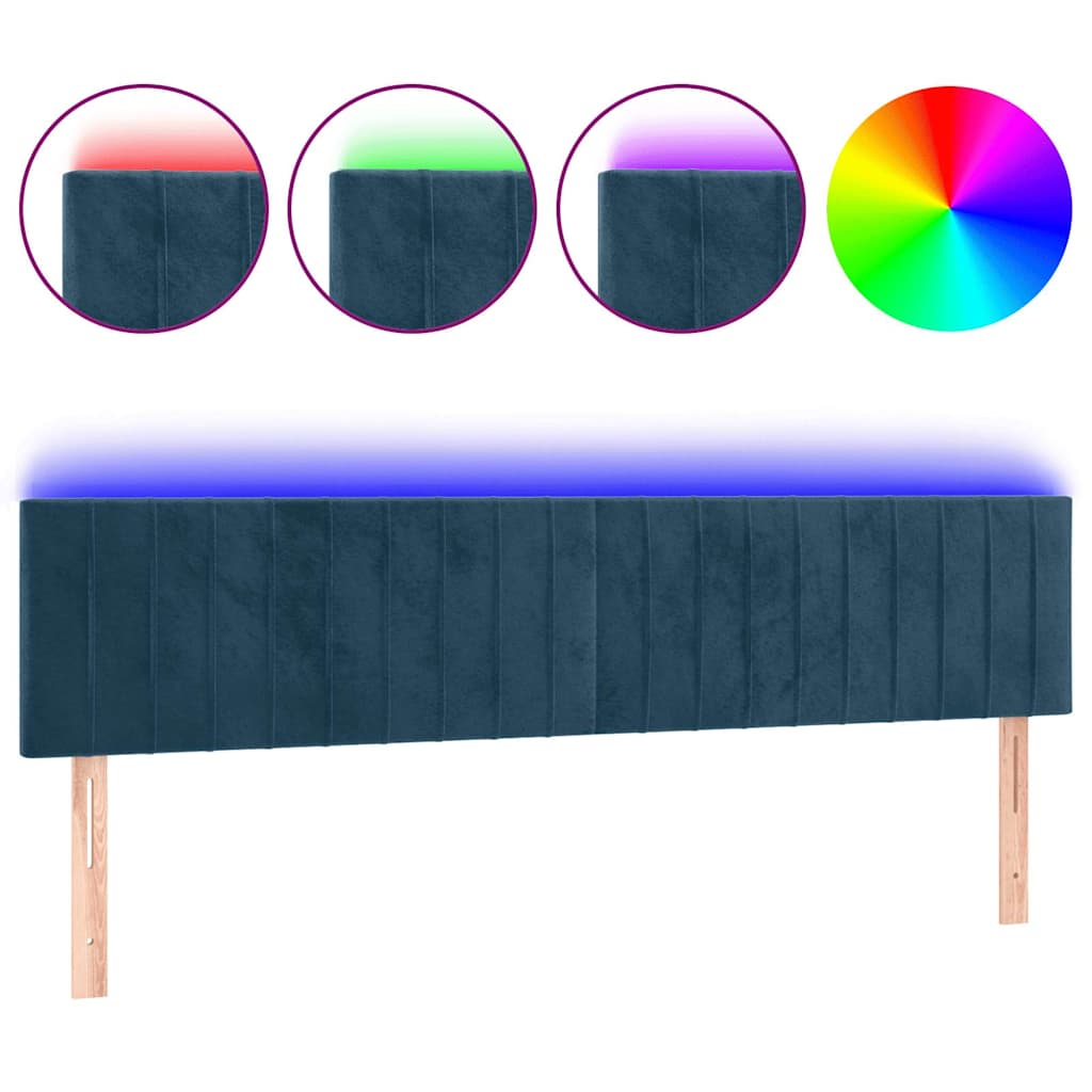 Testiera a LED Blu scuro 160x5x78/88 cm in Tessuto