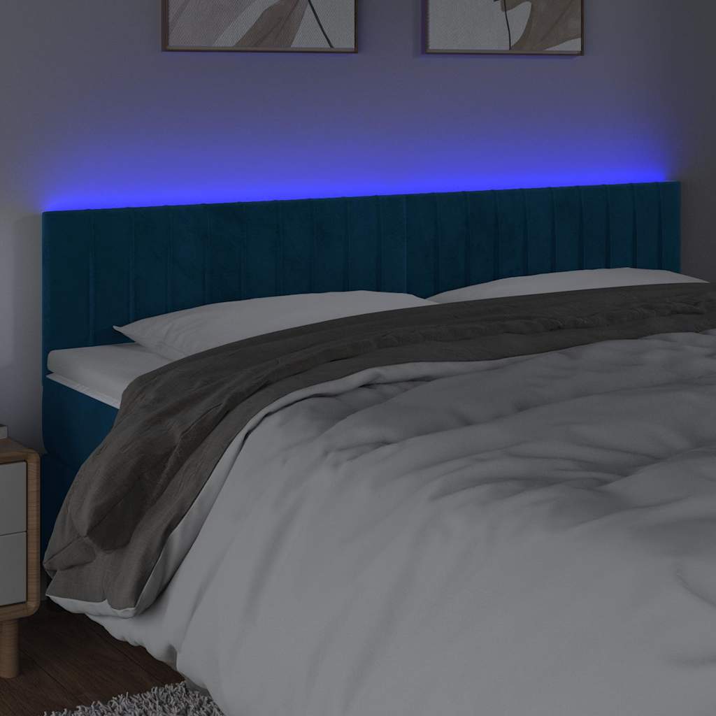 Testiera a LED Blu scuro 160x5x78/88 cm in Tessuto
