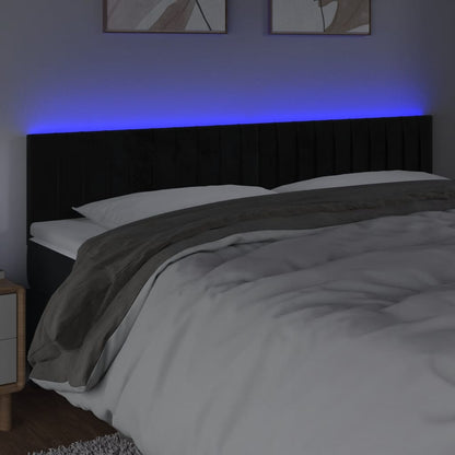 Testiera a LED Nera 180x5x78/88 cm in Velluto