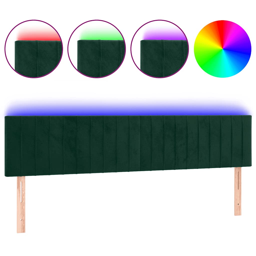 Testiera a LED Verde Scuro 180x5x78/88 cm in Velluto