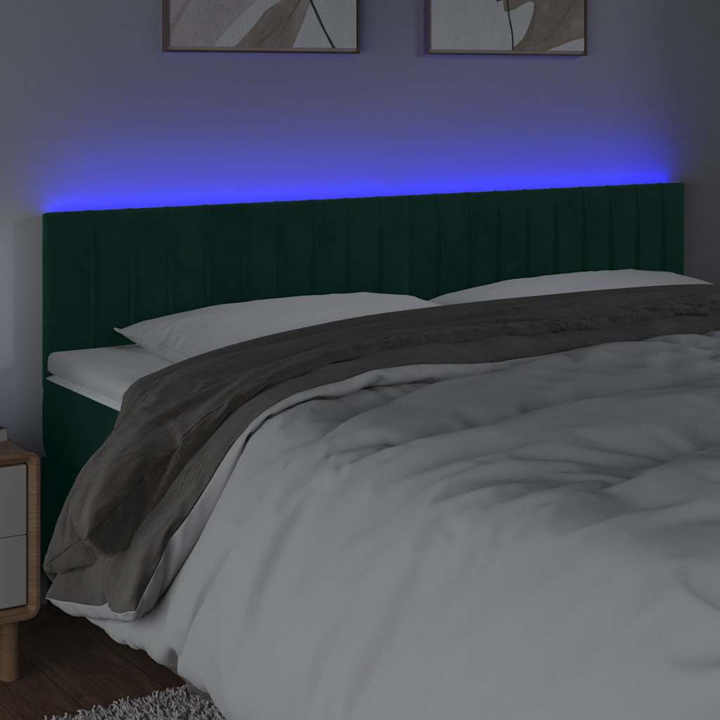 Testiera a LED Verde Scuro 180x5x78/88 cm in Velluto