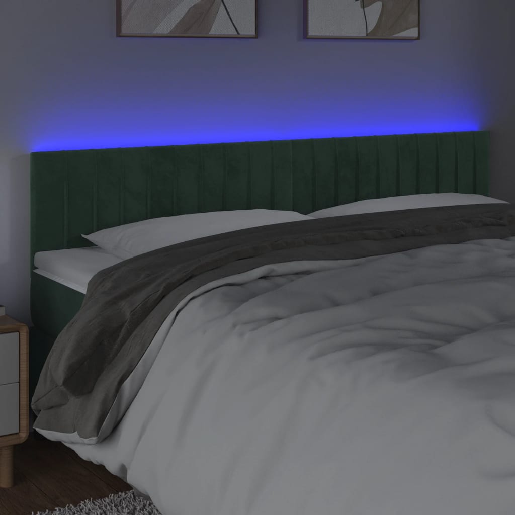 Testiera a LED Verde Scuro 180x5x78/88 cm in Velluto