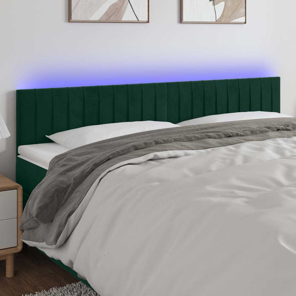 Testiera a LED Verde Scuro 180x5x78/88 cm in Velluto