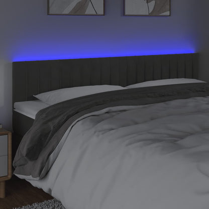 Testiera a LED Grigio Scuro 200x5x78/88 cm in Velluto