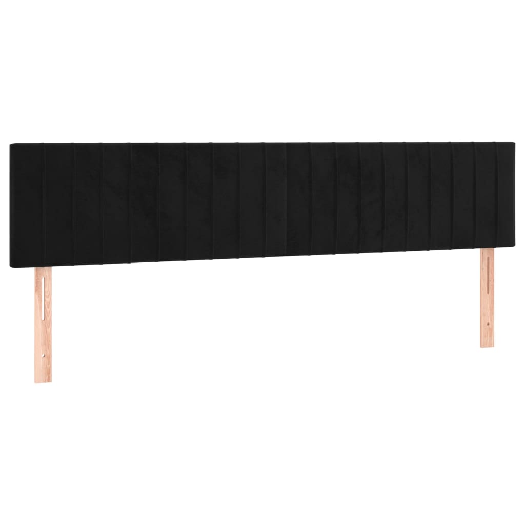 Testiera a LED Nera 200x5x78/88 cm in Velluto