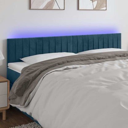 Testiera a LED Blu Scuro 200x5x78/88 cm in Velluto
