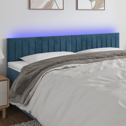 Testiera a LED Blu Scuro 200x5x78/88 cm in Velluto