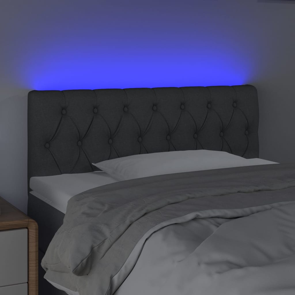 Testiera a LED Grigio Scuro 100x7x78/88 cm in Tessuto