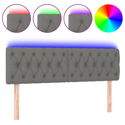 Testiera a LED Grigio Scuro 144x7x78/88 cm in Tessuto