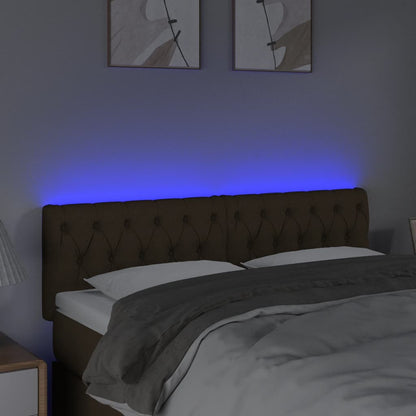 Testiera a LED Marrone Scuro 144x7x78/88 cm in Tessuto