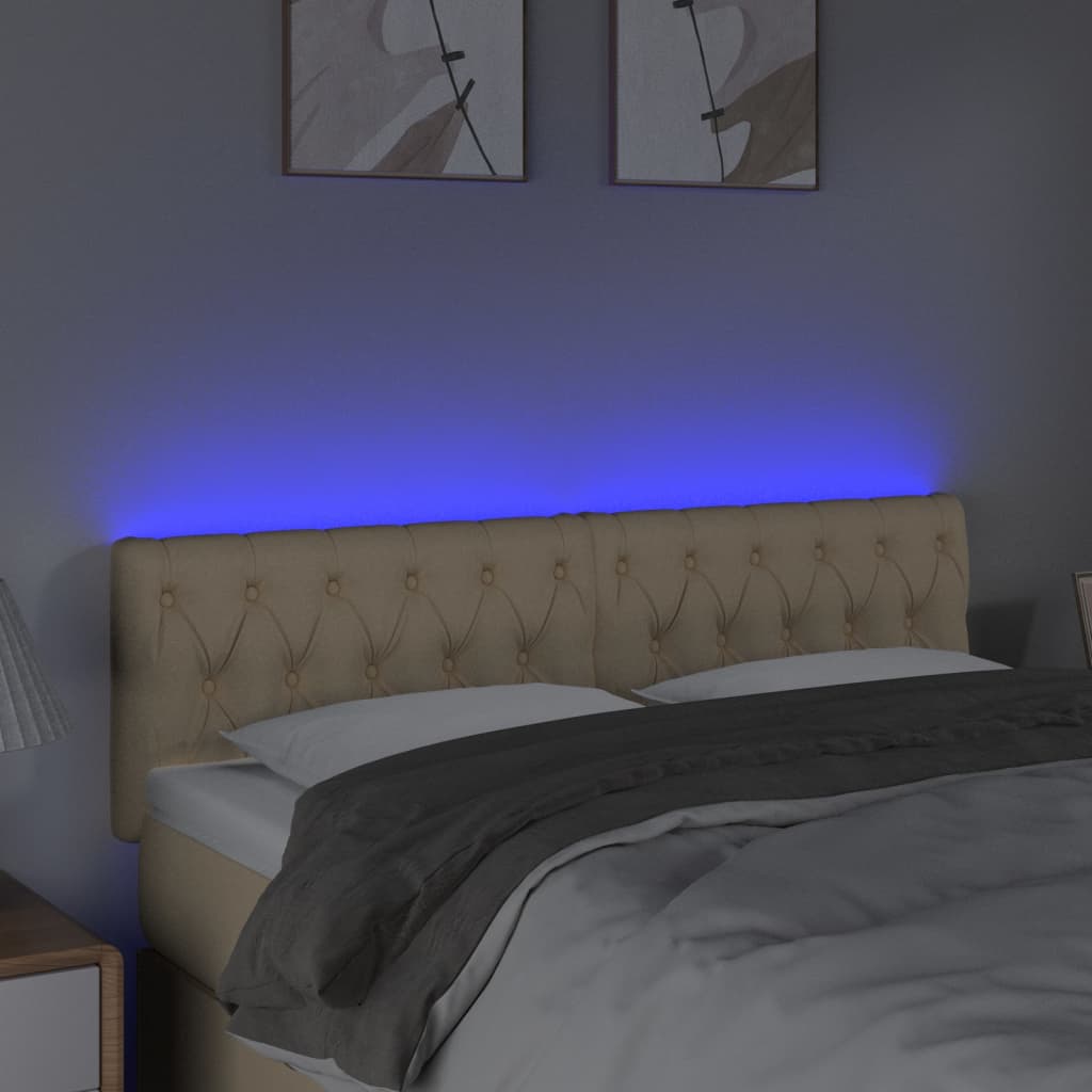 Testiera a LED Crema 160x7x78/88 cm in Tessuto