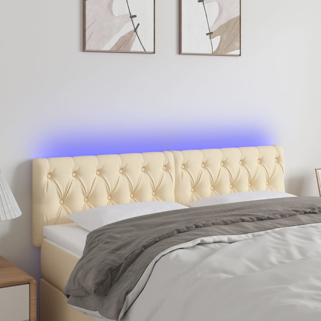 Testiera a LED Crema 160x7x78/88 cm in Tessuto