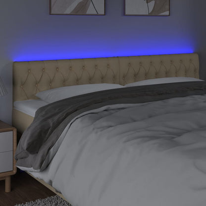 Testiera a LED Crema 200x7x78/88 cm in Tessuto