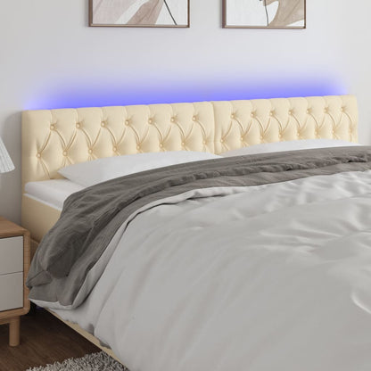 Testiera a LED Crema 200x7x78/88 cm in Tessuto
