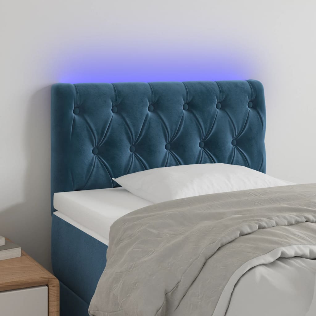 Testiera a LED Blu Scuro 80x7x78/88 cm in Velluto