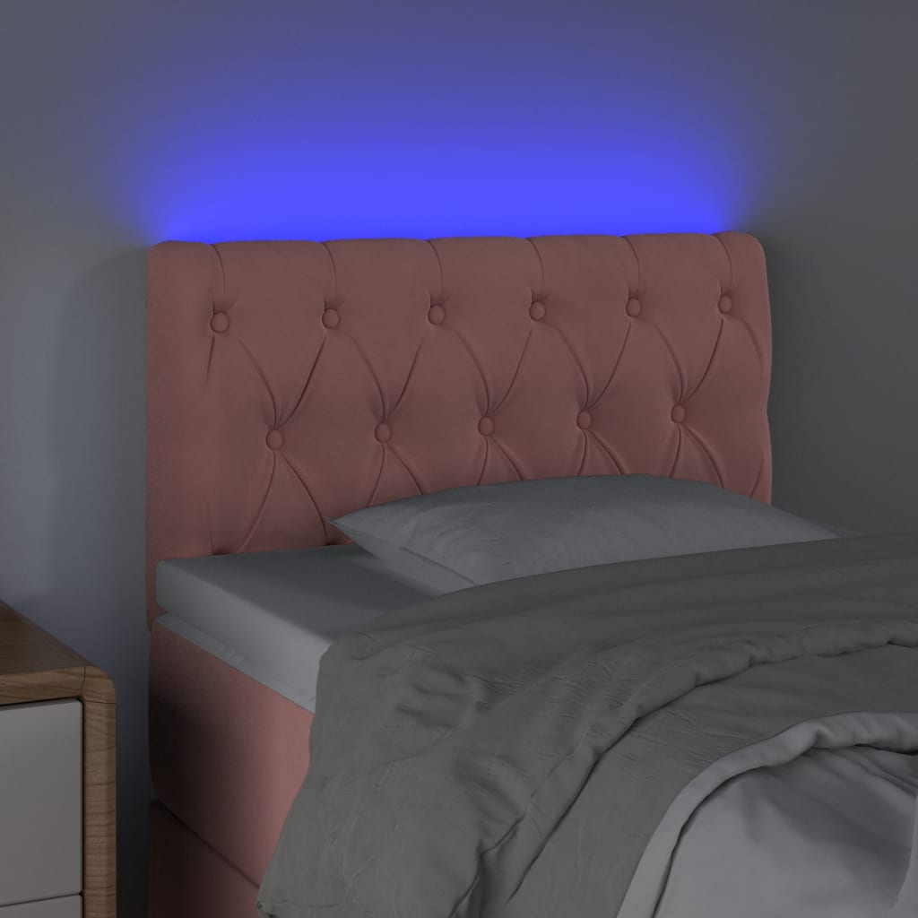 Testiera a LED Rosa 80x7x78/88 cm in Velluto