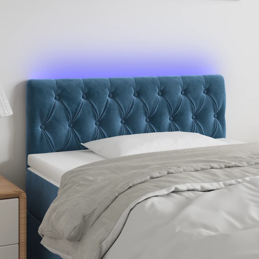 Testiera a LED Blu Scuro 90x7x78/88 cm in Velluto