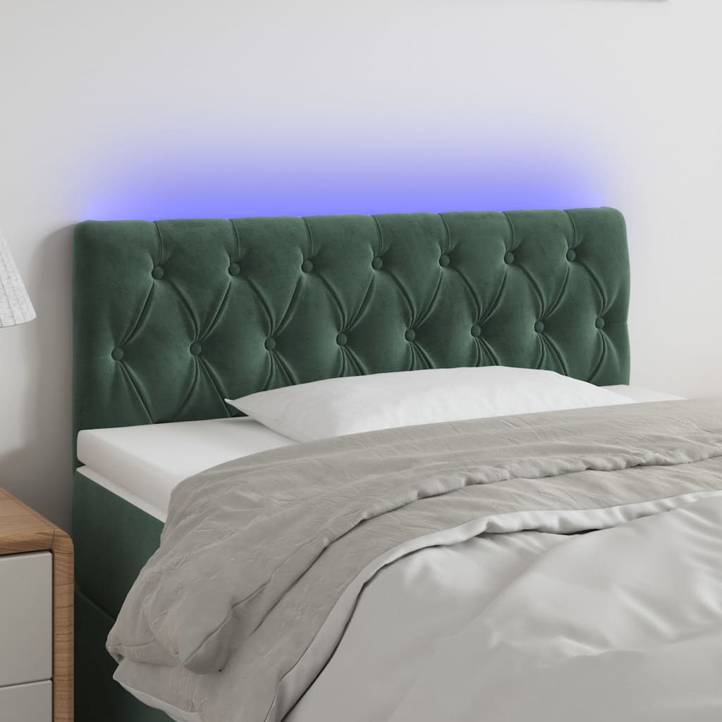 Testiera a LED Verde Scuro 100x7x78/88 cm in Velluto