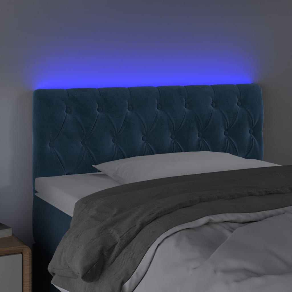Testiera a LED Blu Scuro 100x7x78/88 cm in Velluto