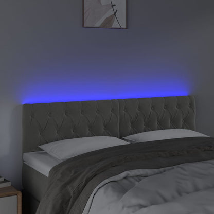Testiera a LED Grigio Chiaro 144x7x78/88 cm in Velluto