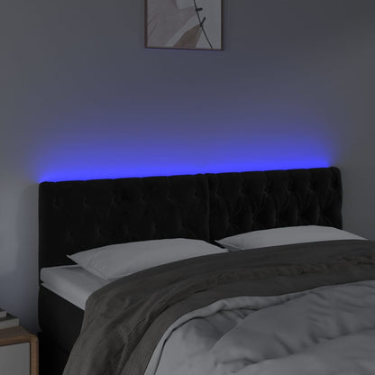 Testiera a LED Nera 144x7x78/88 cm in Velluto