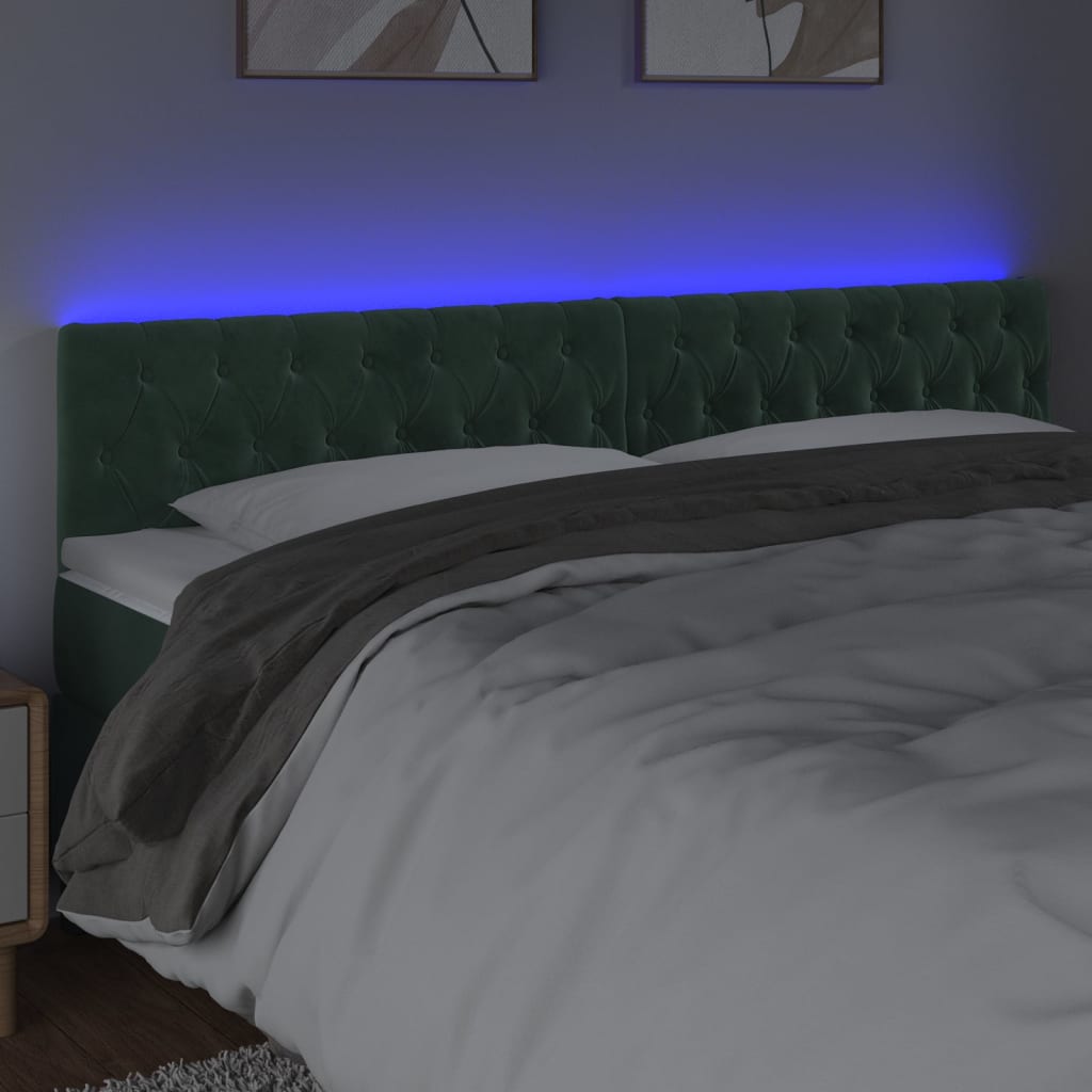 Testiera a LED Verde Scuro 180x7x78/88 cm in Velluto