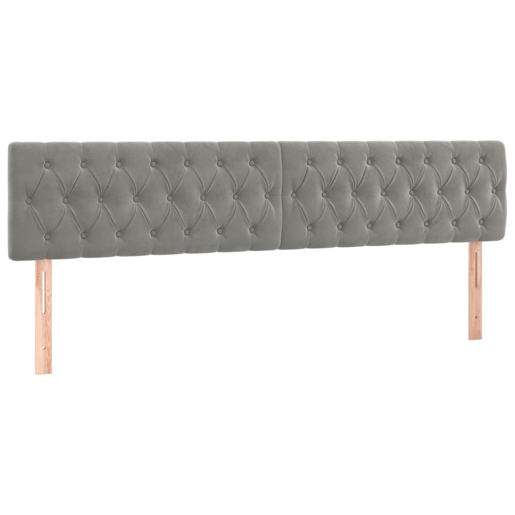 Testiera a LED Grigio Chiaro 200x7x78/88 cm in Velluto