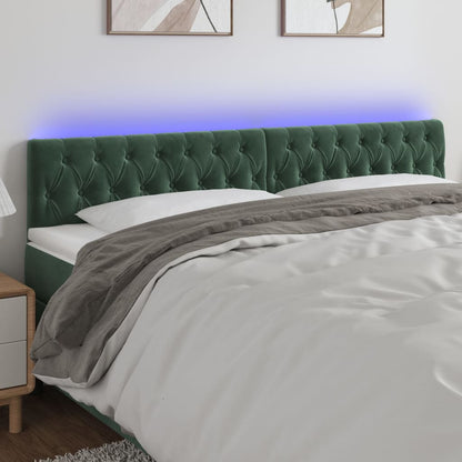 Testiera a LED Verde Scuro 200x7x78/88 cm in Velluto
