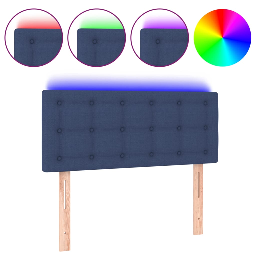 Testiera a LED Blu 90x5x78/88 cm in Tessuto