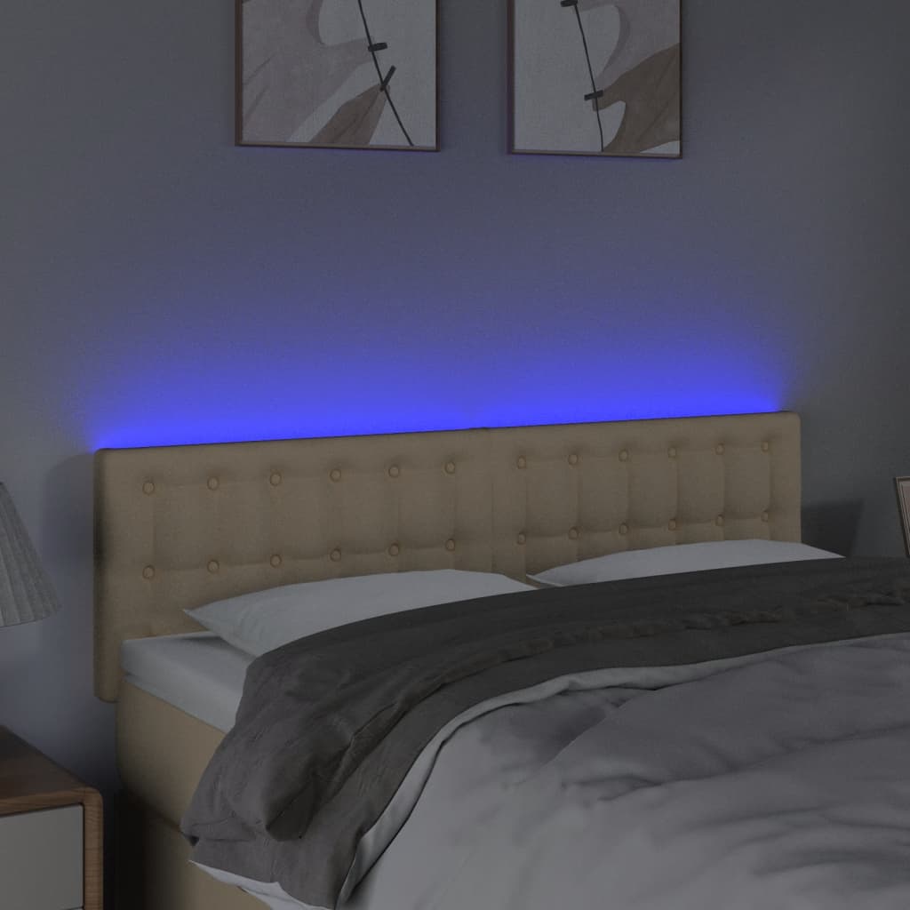 Testiera a LED Crema 144x5x78/88 cm in Tessuto