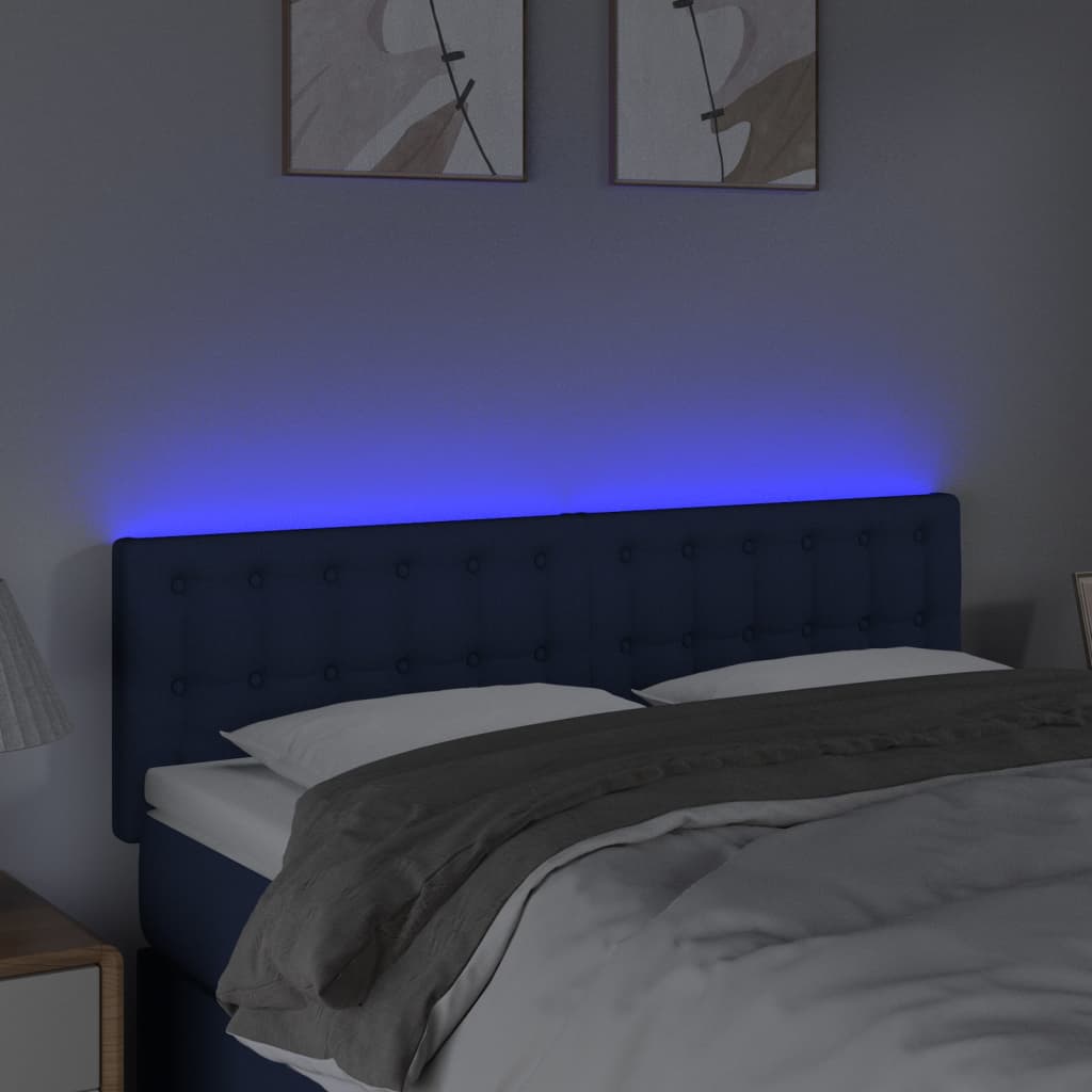 Testiera a LED Blu 144x5x78/88 cm in Tessuto