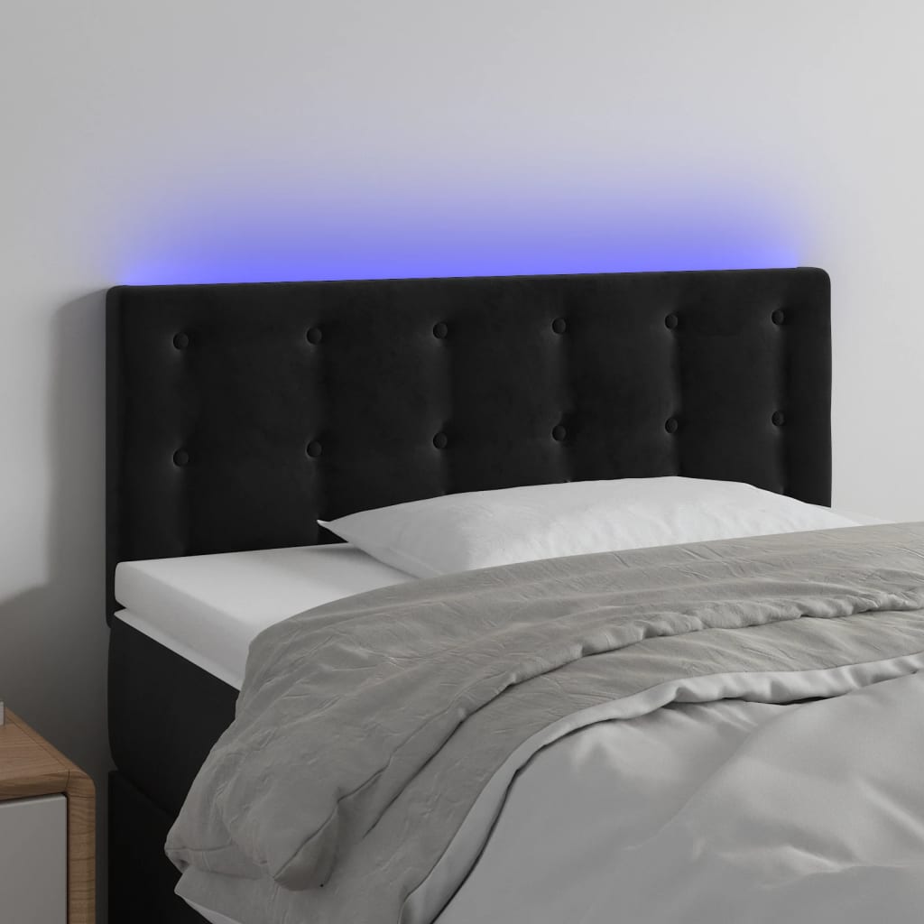 Testiera a LED Nera 80x5x78/88 cm in Velluto