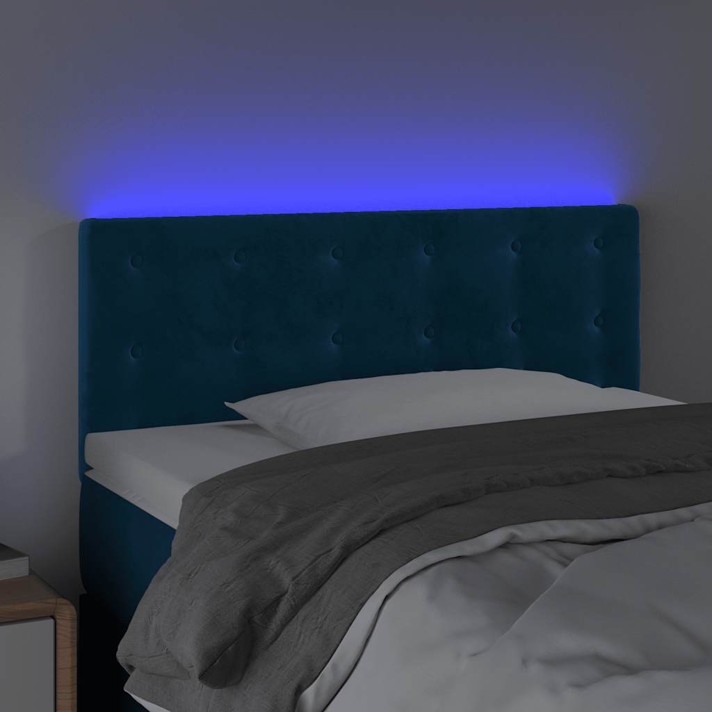 Testiera a LED Blu Scuro 80x5x78/88 cm in Velluto