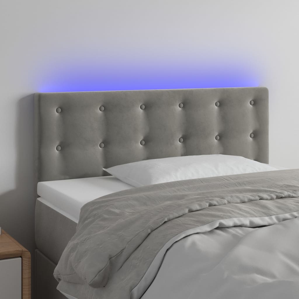 Testiera a LED Grigio Chiaro 90x5x78/88 cm in Velluto