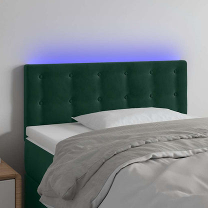 Testiera a LED Verde scuro 90x5x78/88 cm in Similpelle