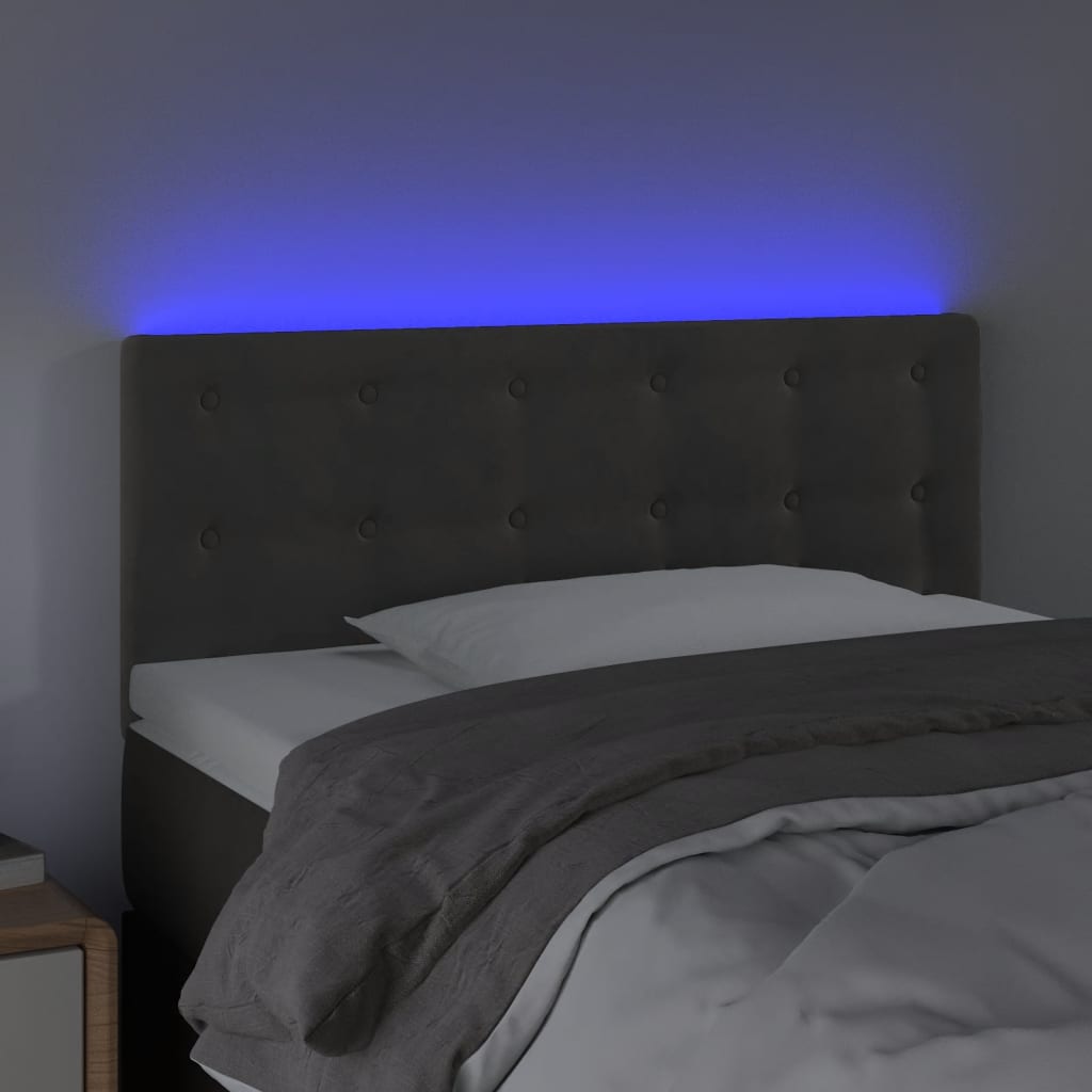 Testiera a LED Grigio Scuro 100x5x78/88 cm in Velluto