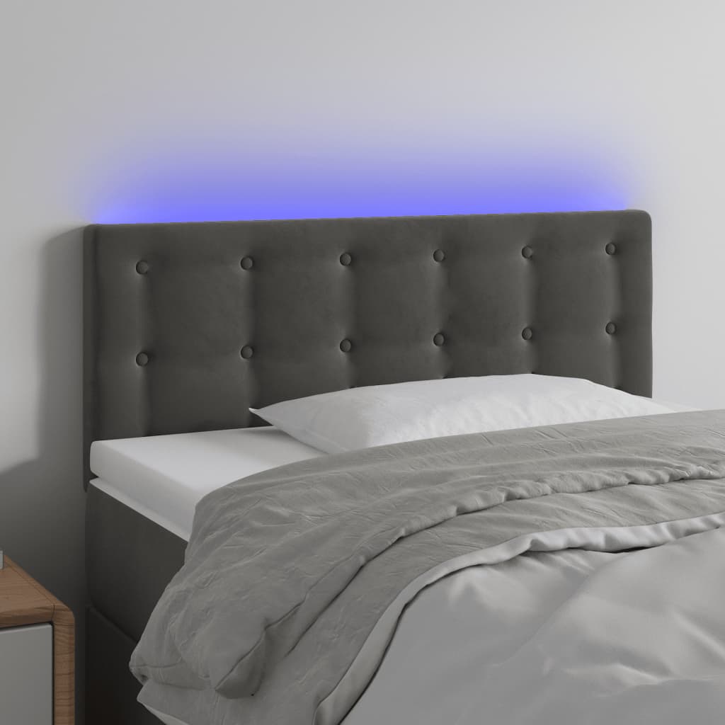 Testiera a LED Grigio Scuro 100x5x78/88 cm in Velluto