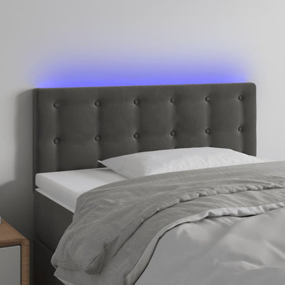 Testiera a LED Grigio Scuro 100x5x78/88 cm in Velluto