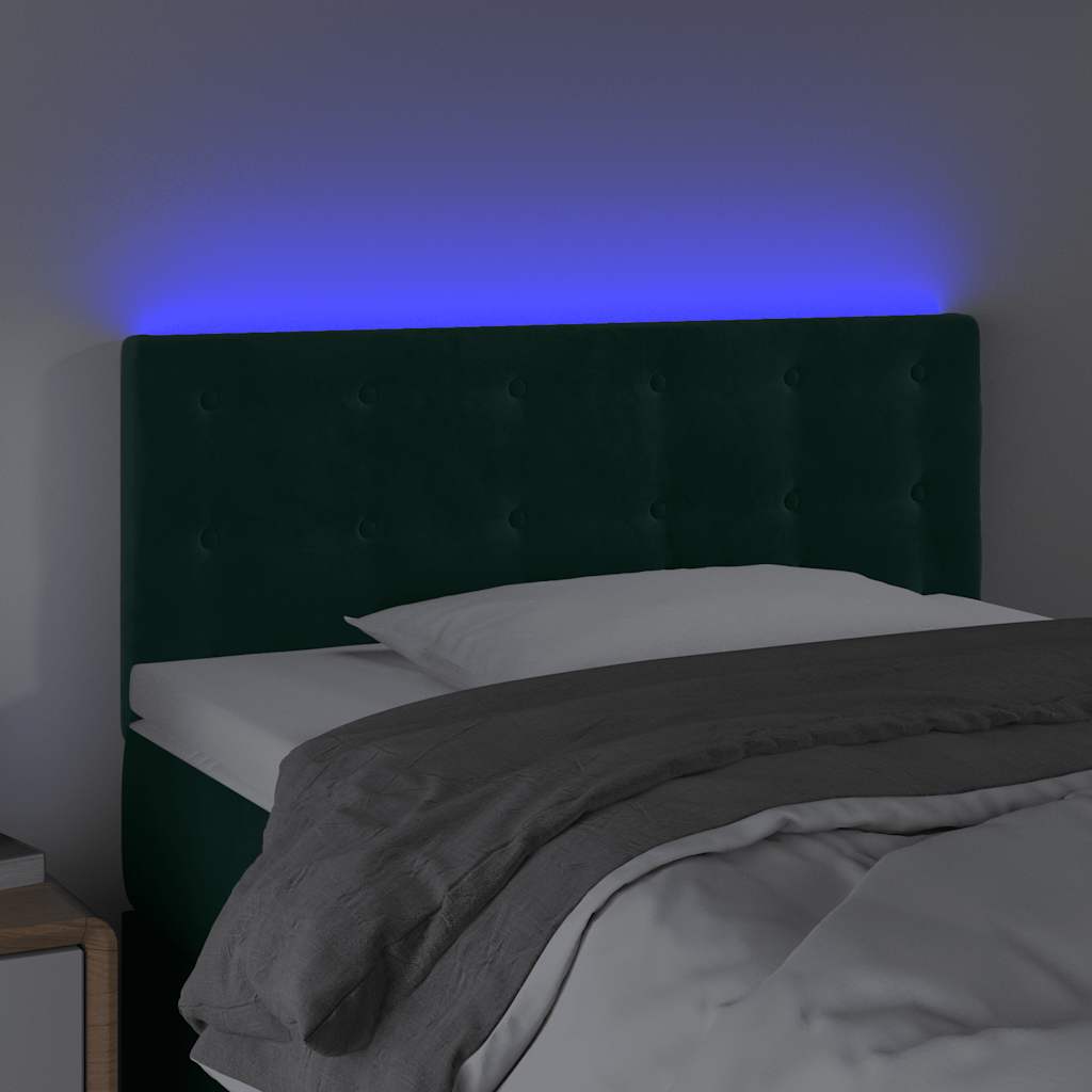 Testiera a LED Verde Scuro 100x5x78/88 cm in Velluto
