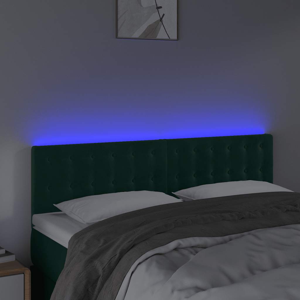 Testiera a LED Verde Scuro 144x5x78/88 cm in Velluto
