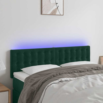 Testiera a LED Verde Scuro 144x5x78/88 cm in Velluto