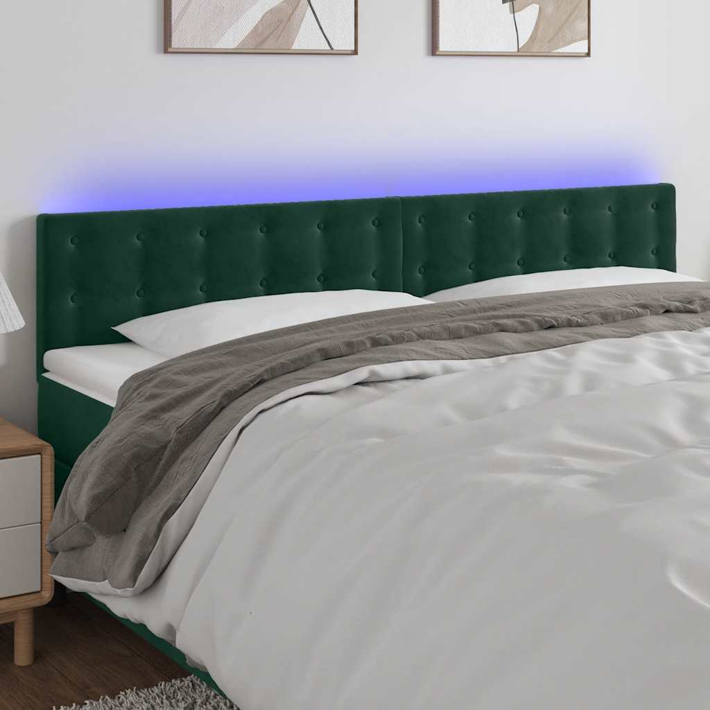 Testiera a LED Verde Scuro 160x5x78/88 cm in Velluto