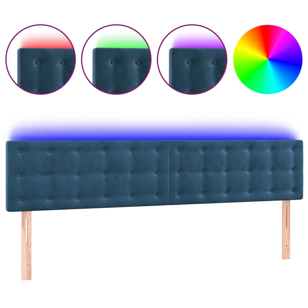 Testiera a LED Blu scuro 160x5x78/88 cm in Tessuto