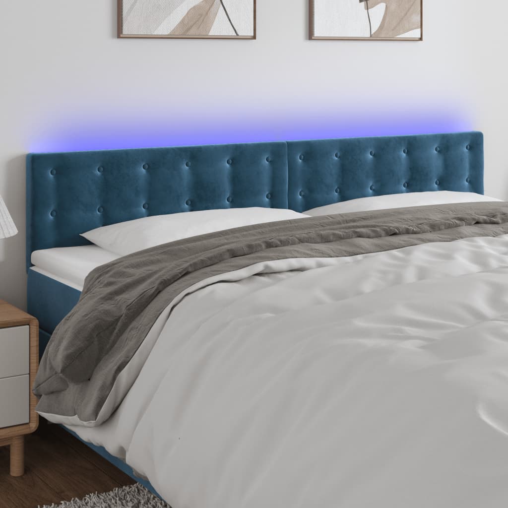 Testiera a LED Blu scuro 160x5x78/88 cm in Tessuto